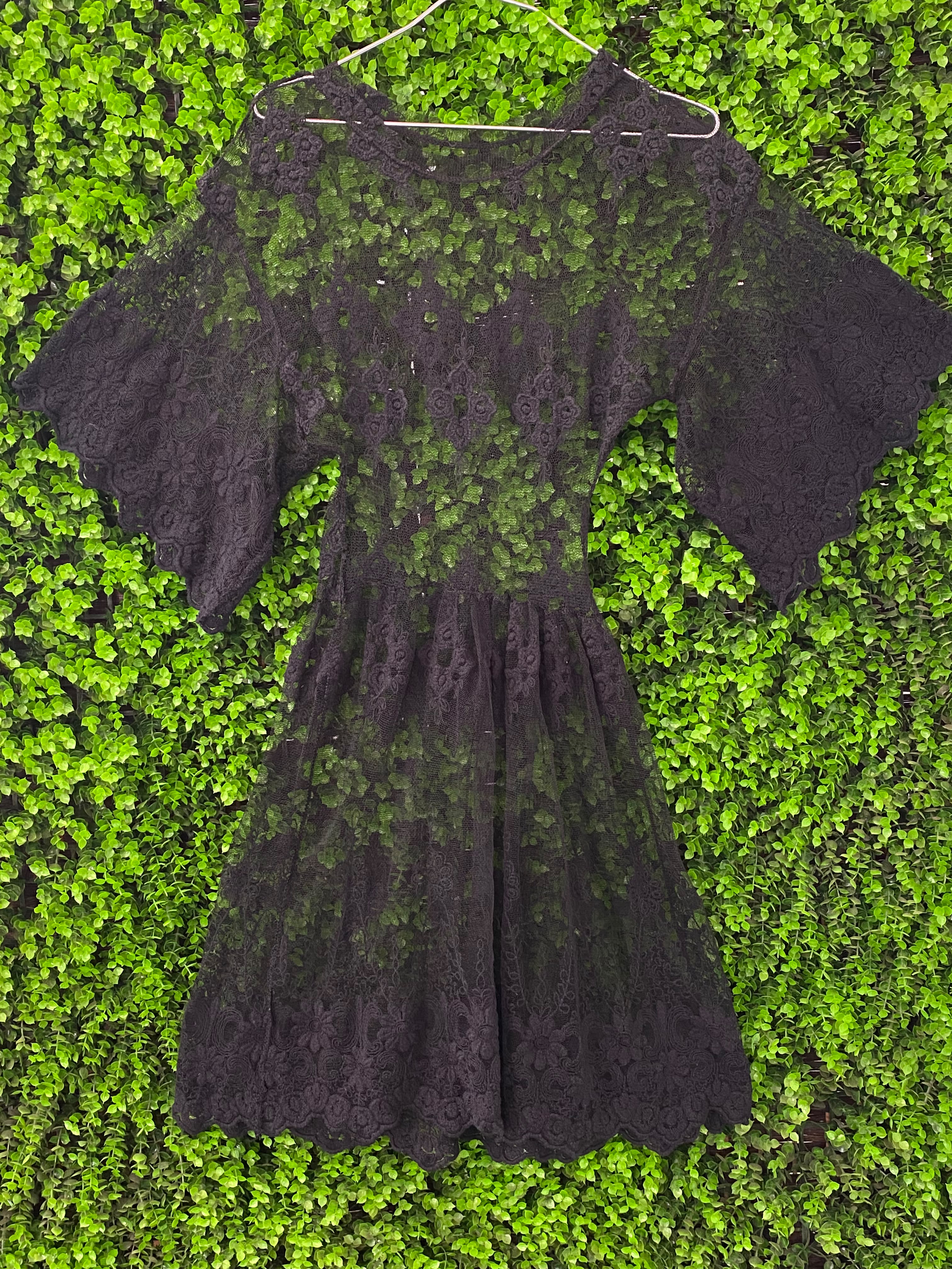 Black Lace Bell Sleeve Dress – Salty Hippy