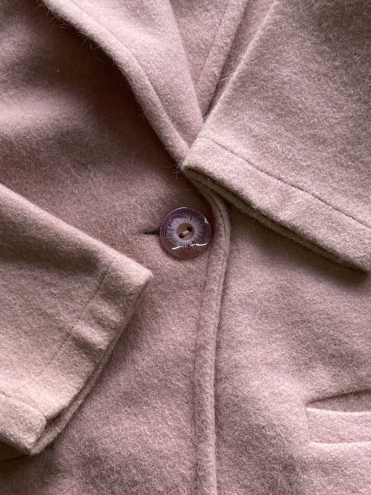 ME&B Dusty Pink Longline Coat — detail