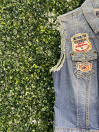 2.1 Denim Blue Patch Detail Sleeveless Jacket — detail