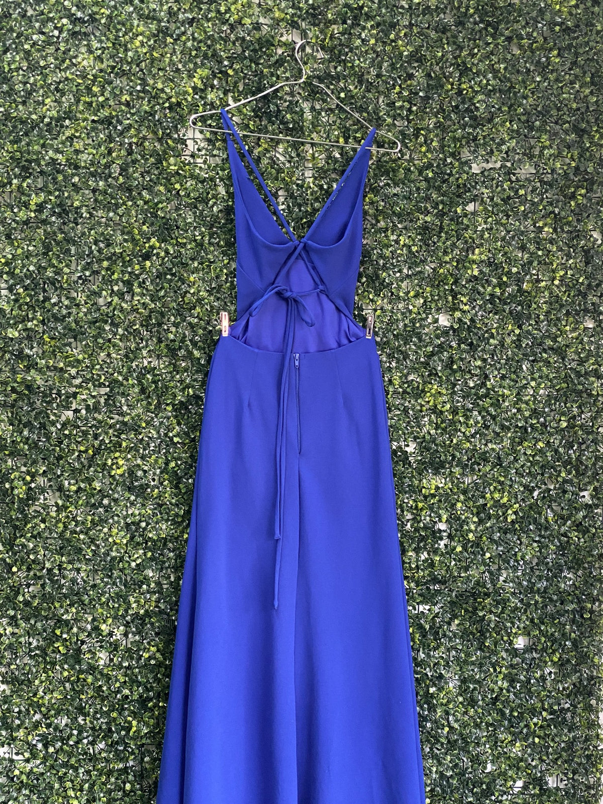 Jolie Comme Moi Cobalt Blue Tie-Back Maxi Dress — detail