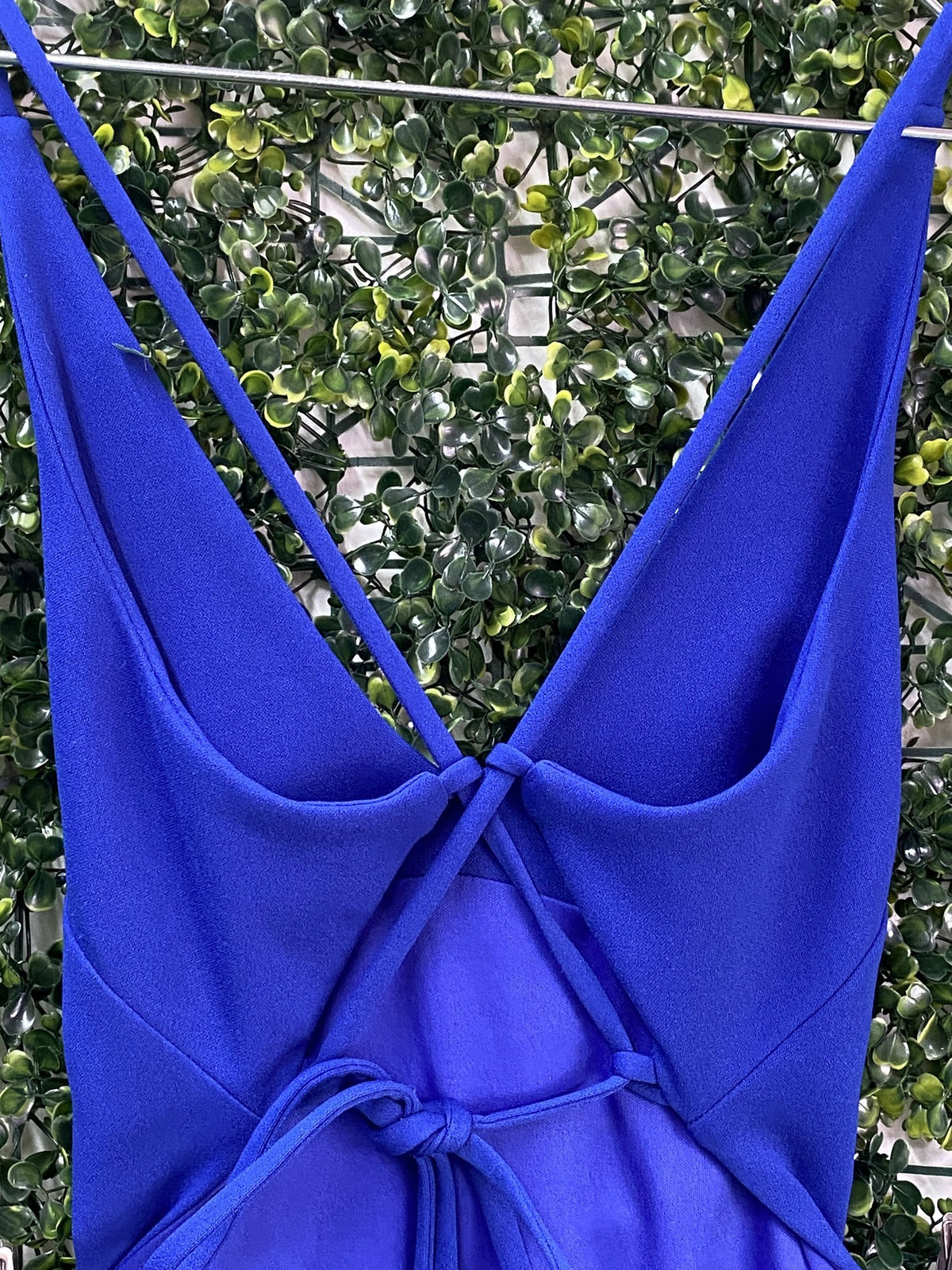 Jolie Comme Moi Cobalt Blue Tie-Back Maxi Dress — detail