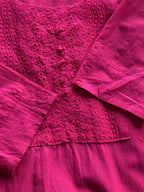 Hot Pink Eyelet Panel Midi Dress — detail