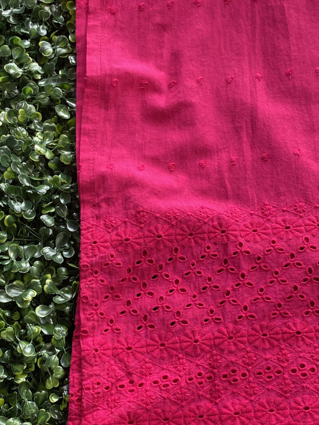 Hot Pink Eyelet Panel Midi Dress — detail