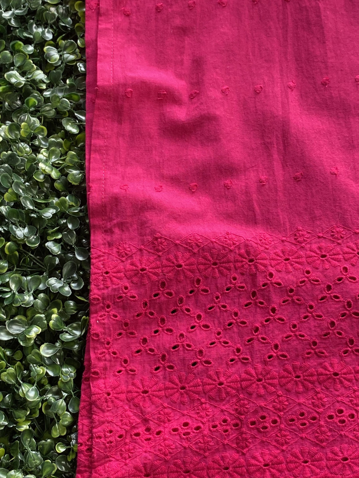 Hot Pink Eyelet Panel Midi Dress — detail