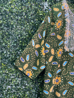 Olive Floral Embroidered Yoke Tunic Dress — detail