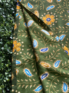 Olive Floral Embroidered Yoke Tunic Dress — detail