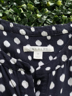 Trenery Navy Spot Button-Front Midi Dress — brand