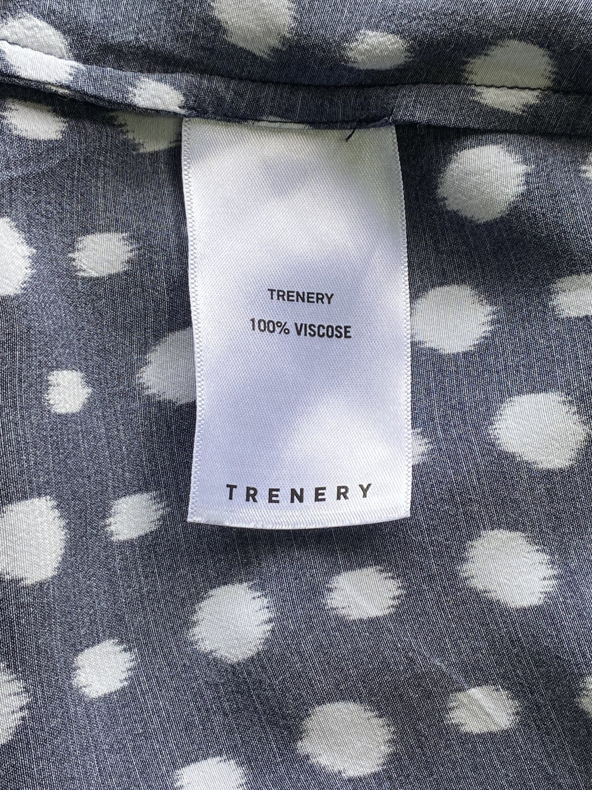 Trenery Navy Spot Button-Front Midi Dress — care