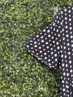 Trenery Navy Spot Button-Front Midi Dress — detail