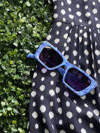 Trenery Navy Spot Button-Front Midi Dress — detail