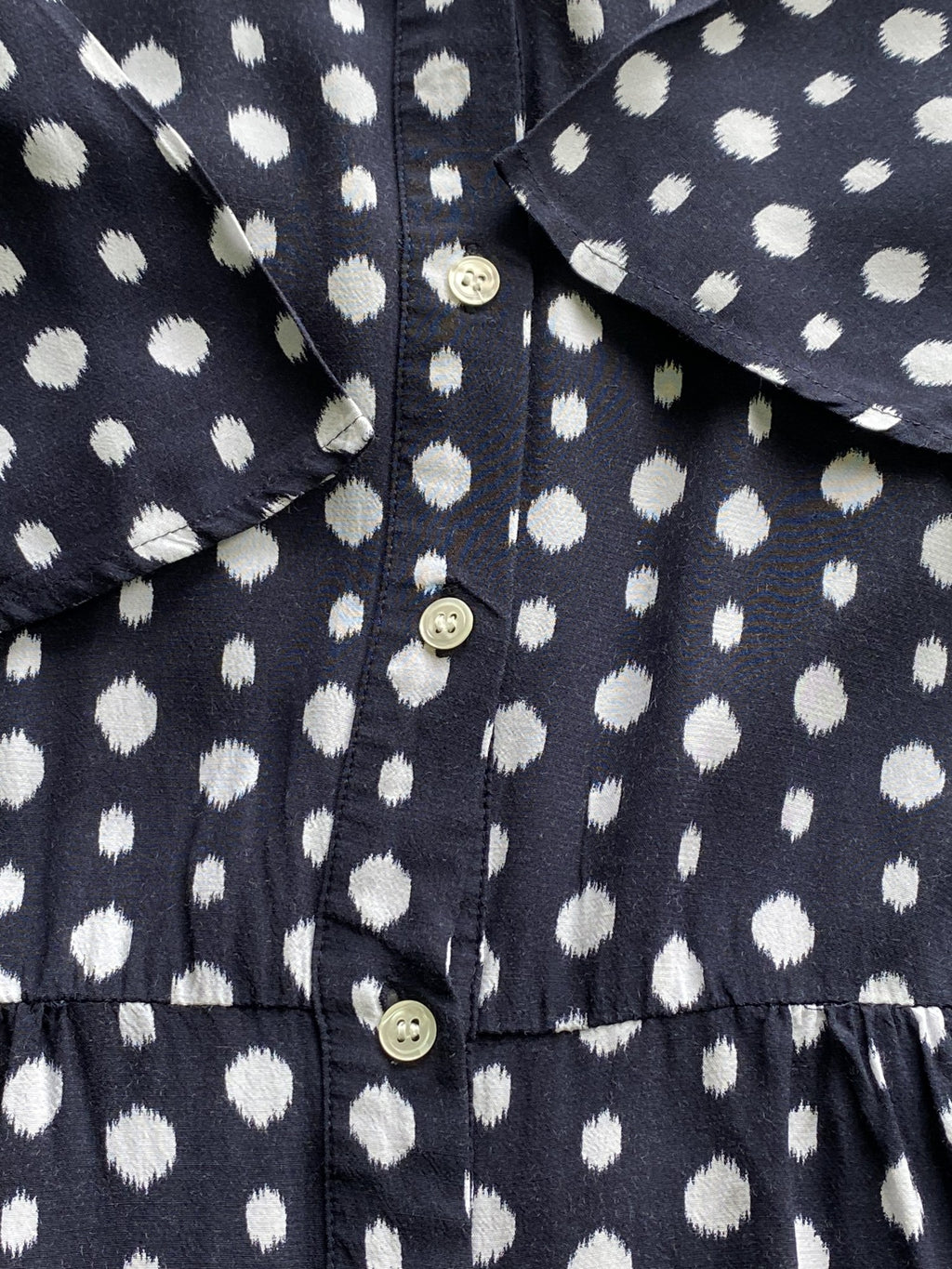 Trenery Navy Spot Button-Front Midi Dress — detail