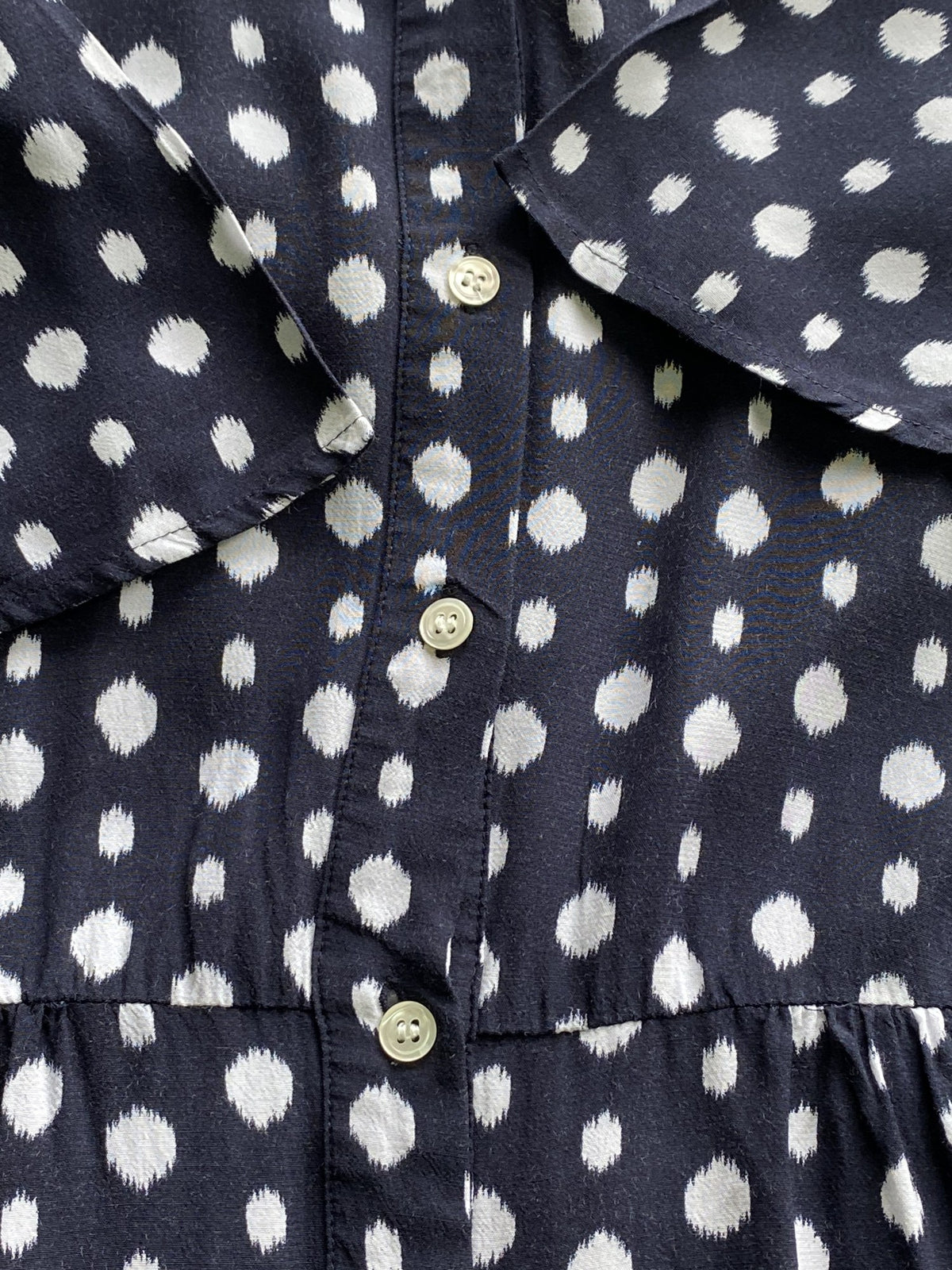 Trenery Navy Spot Button-Front Midi Dress — detail