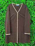 Brown Contrast-Trim Button Cardigan / Lightweight Jacket