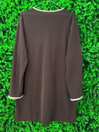 Brown Contrast-Trim Button Cardigan / Lightweight Jacket