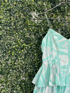 Country Road Mint Printed Cotton Peplum Dress — detail