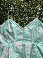 Country Road Mint Printed Cotton Peplum Dress — detail
