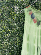 Green Butterfly Print High-Low Viscose Dress — detail