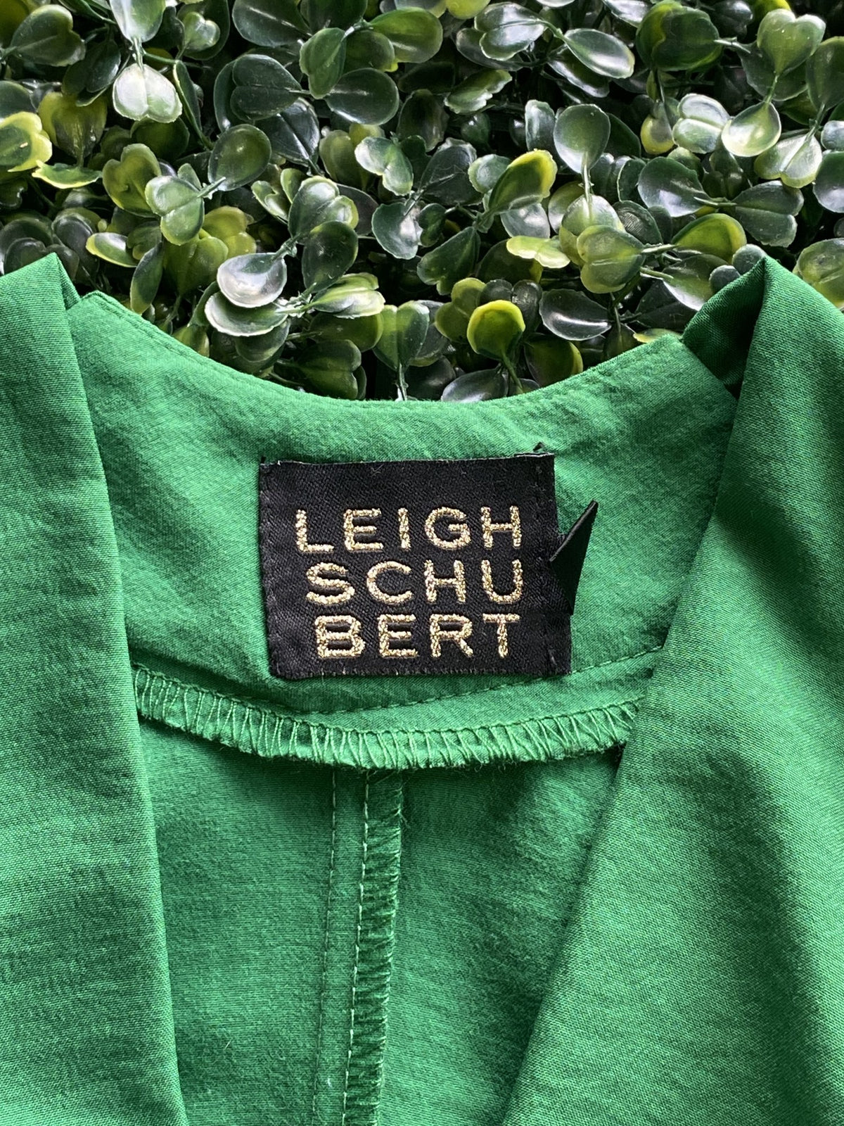 Leigh Schubert Emerald Green Draped Blouse — brand