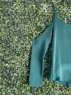 Dailyfriday Forest Green Cold-Shoulder Blouse — detail