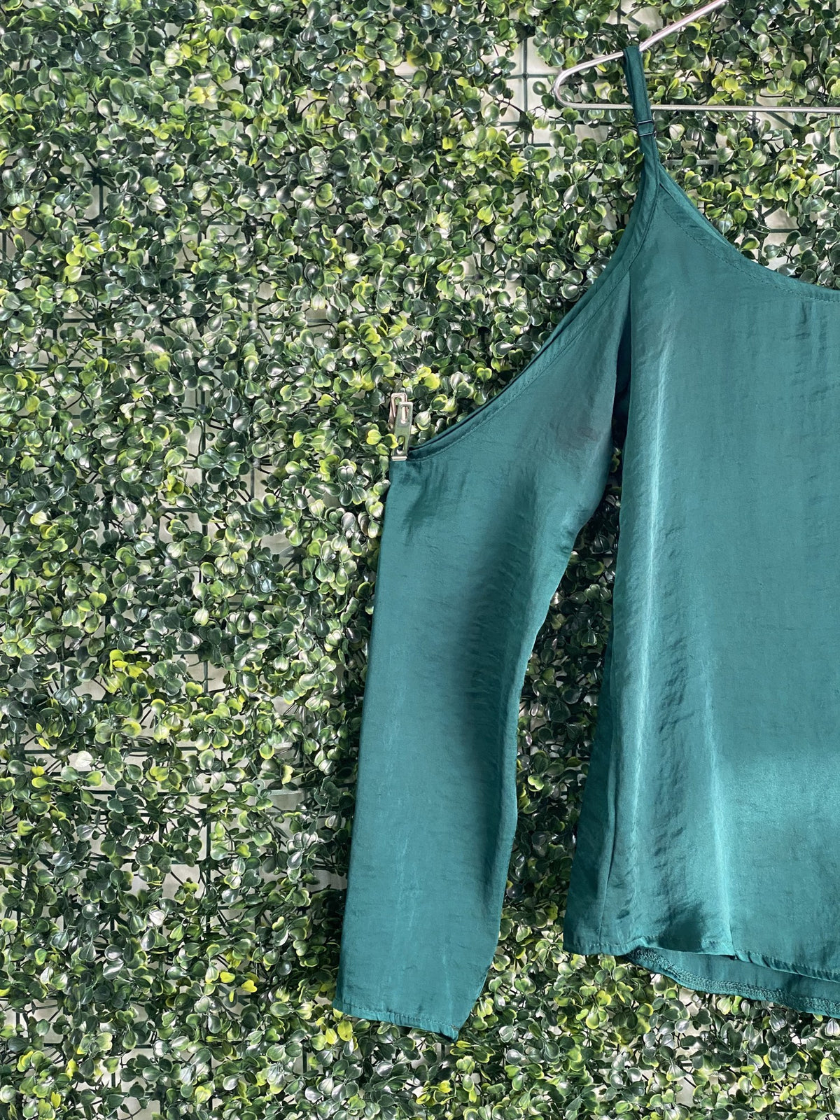 Dailyfriday Forest Green Cold-Shoulder Blouse — detail