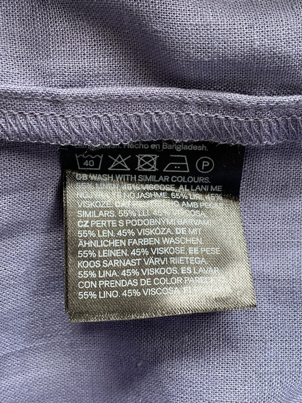 Lilac Linen-Blend Relaxed Button-Up Shirt — care