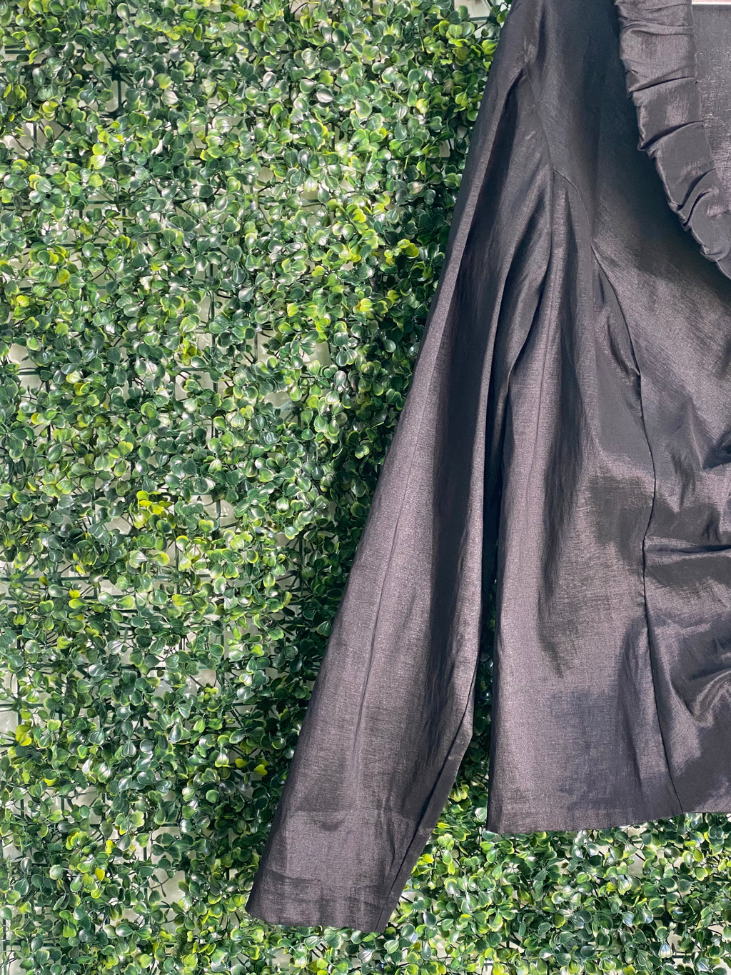 Oasis by Foschini Black Satin-Look Ruched Blazer — detail