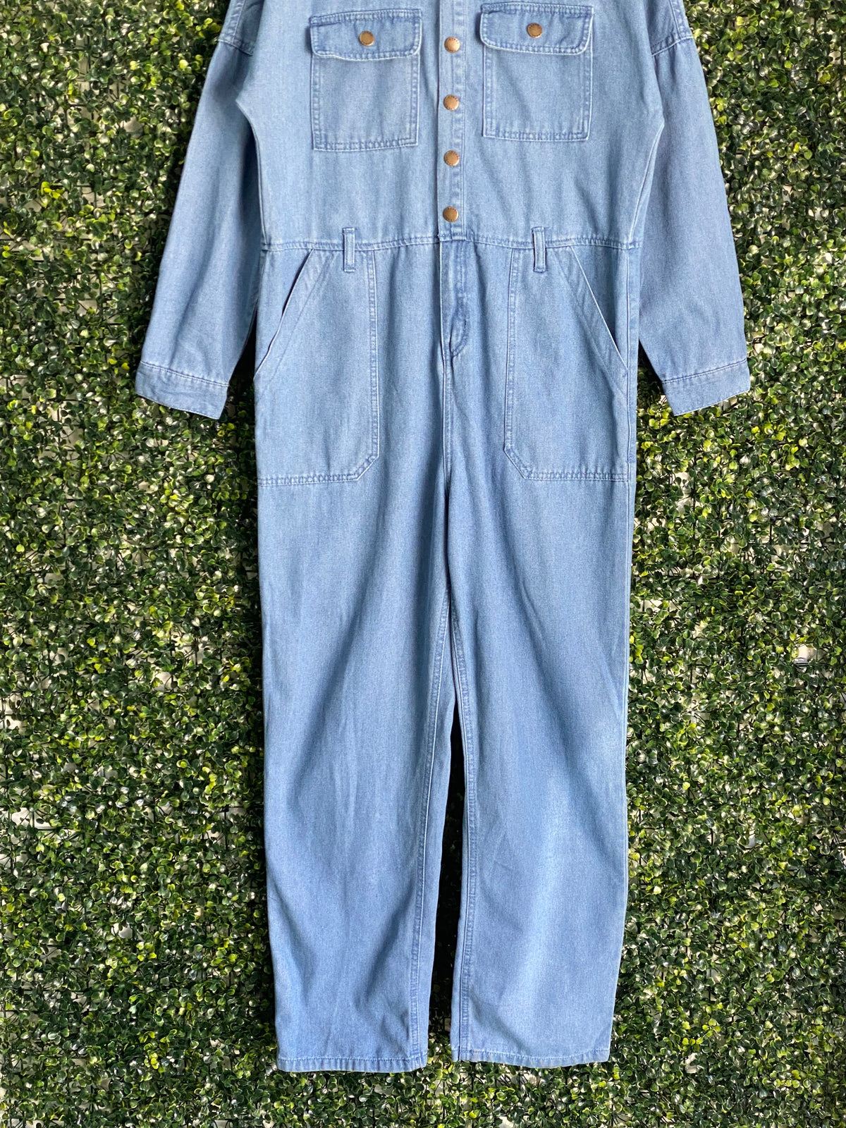Tango Light-Wash Denim Utility Jumpsuit — detail