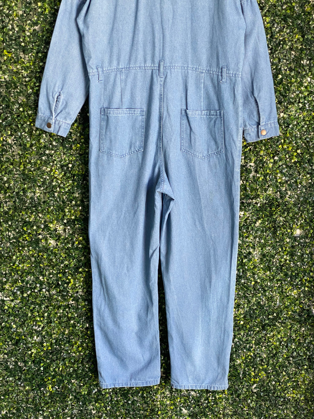 Tango Light-Wash Denim Utility Jumpsuit — detail