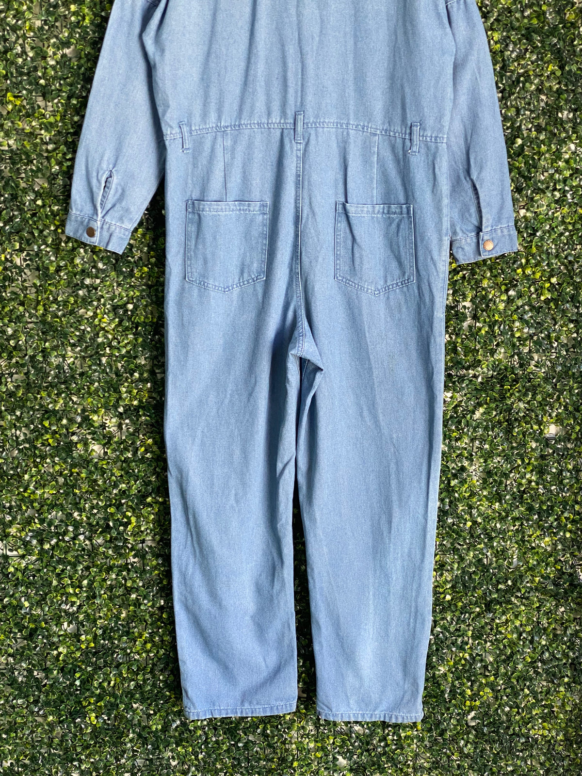 Tango Light-Wash Denim Utility Jumpsuit — detail