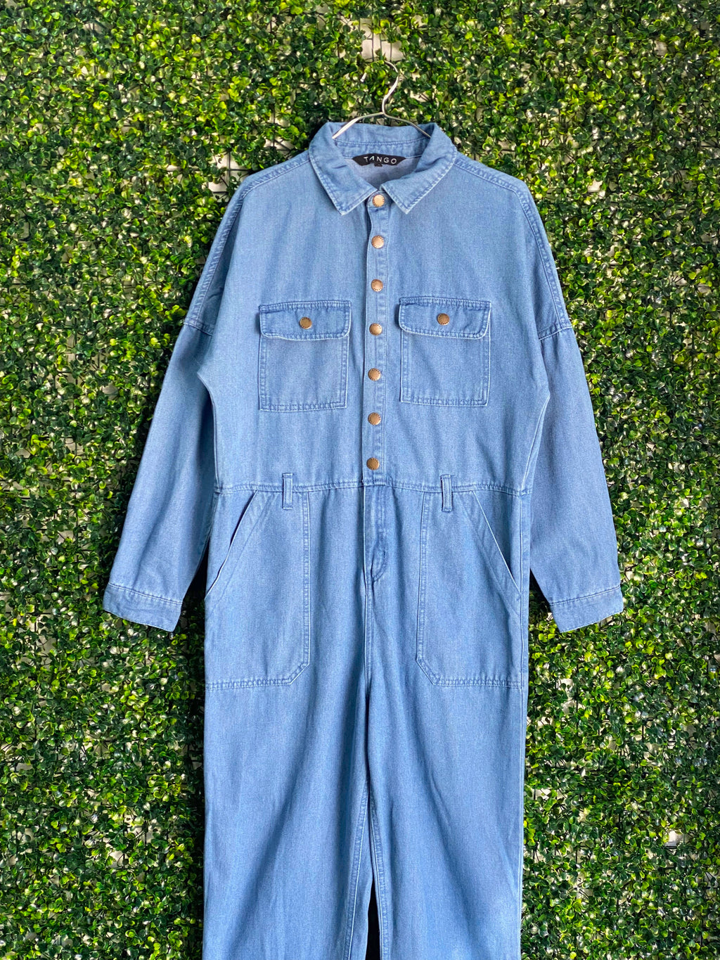 Tango Light-Wash Denim Utility Jumpsuit — front