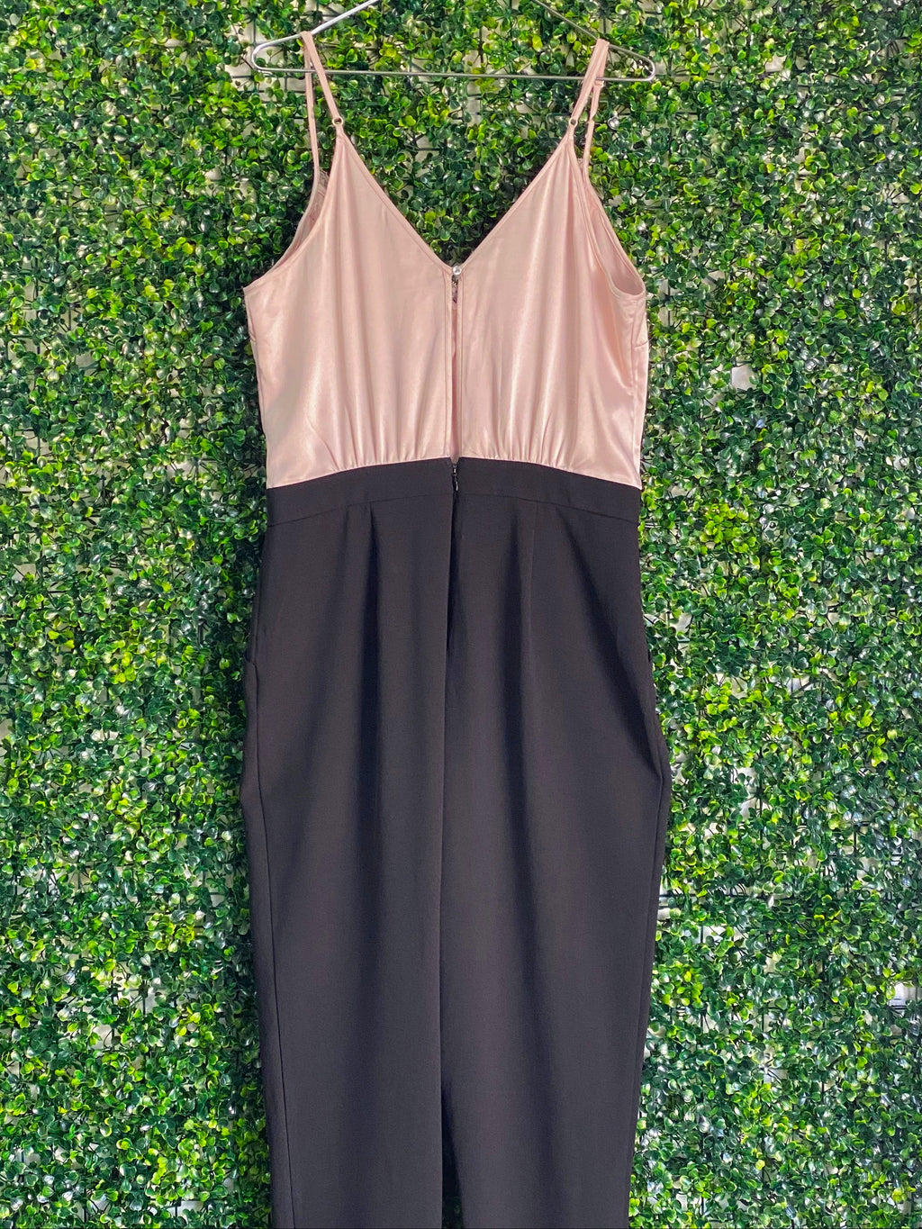 Lipsy Blush & Black Lace-Trim Tailored Jumpsuit — back