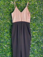 Lipsy Blush & Black Lace-Trim Tailored Jumpsuit — back
