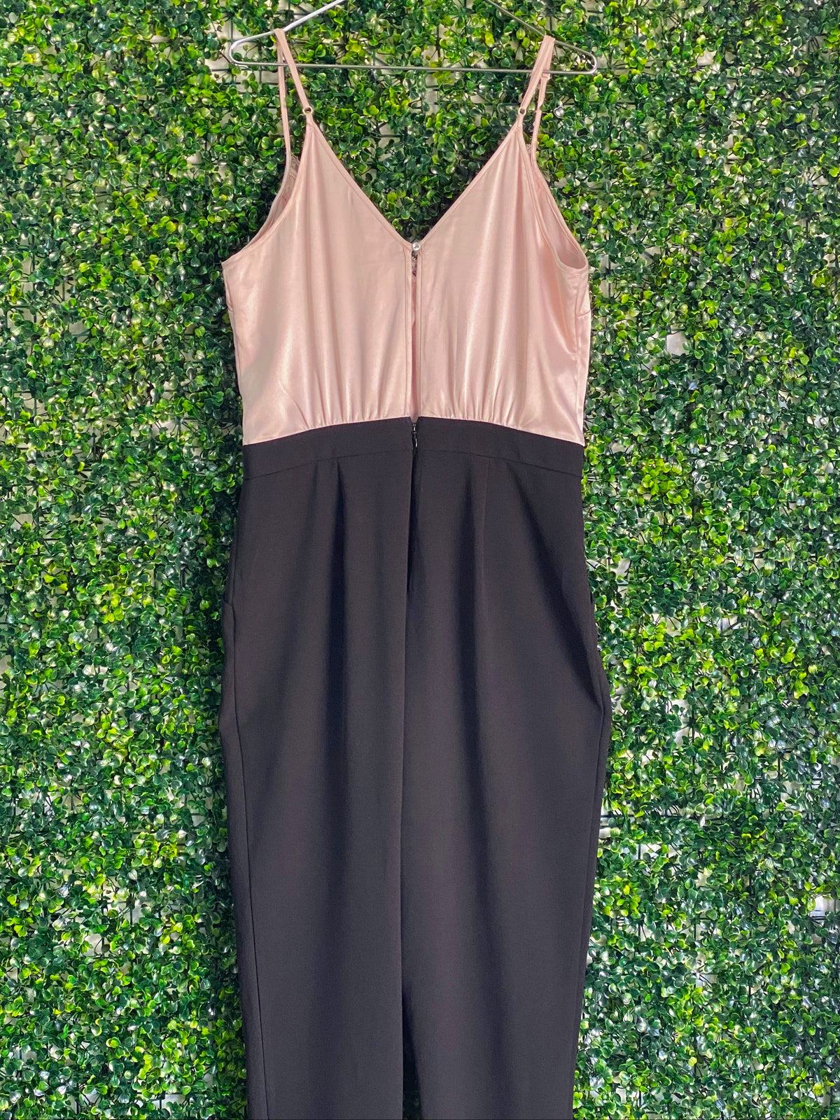 Lipsy Blush & Black Lace-Trim Tailored Jumpsuit — back