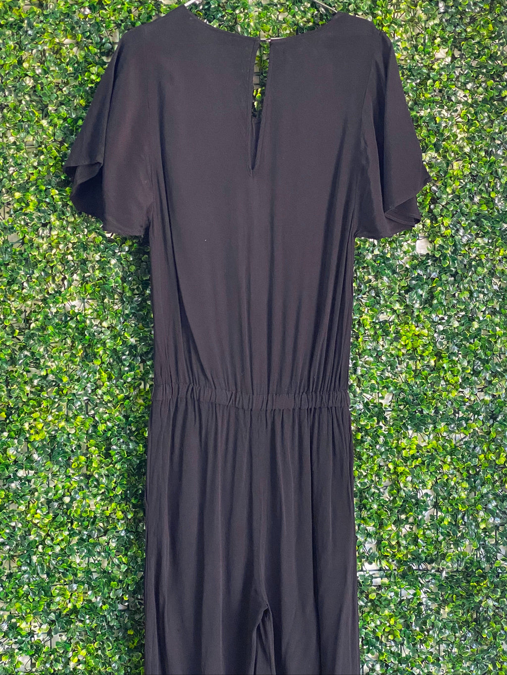 Soft & Concept Black Flutter-Sleeve Jumpsuit — back