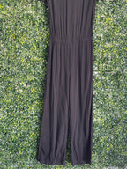Soft & Concept Black Flutter-Sleeve Jumpsuit — detail