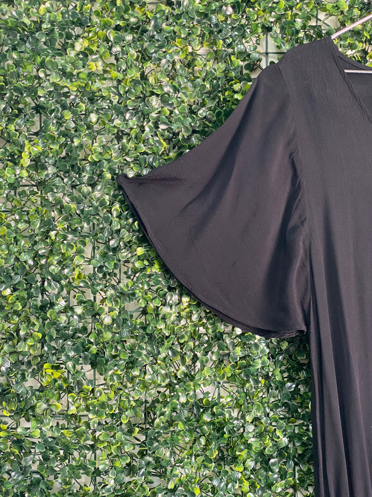 Soft & Concept Black Flutter-Sleeve Jumpsuit — detail