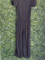 Soft & Concept Black Flutter-Sleeve Jumpsuit — detail