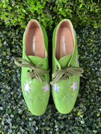 Via Pinky Lime Green Patent Star Platform Oxfords — brand