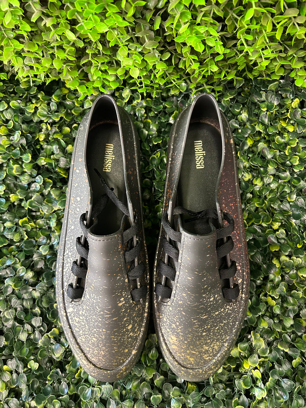 Melissa Black Gold-Speckled Lace-Up Shoes — brand