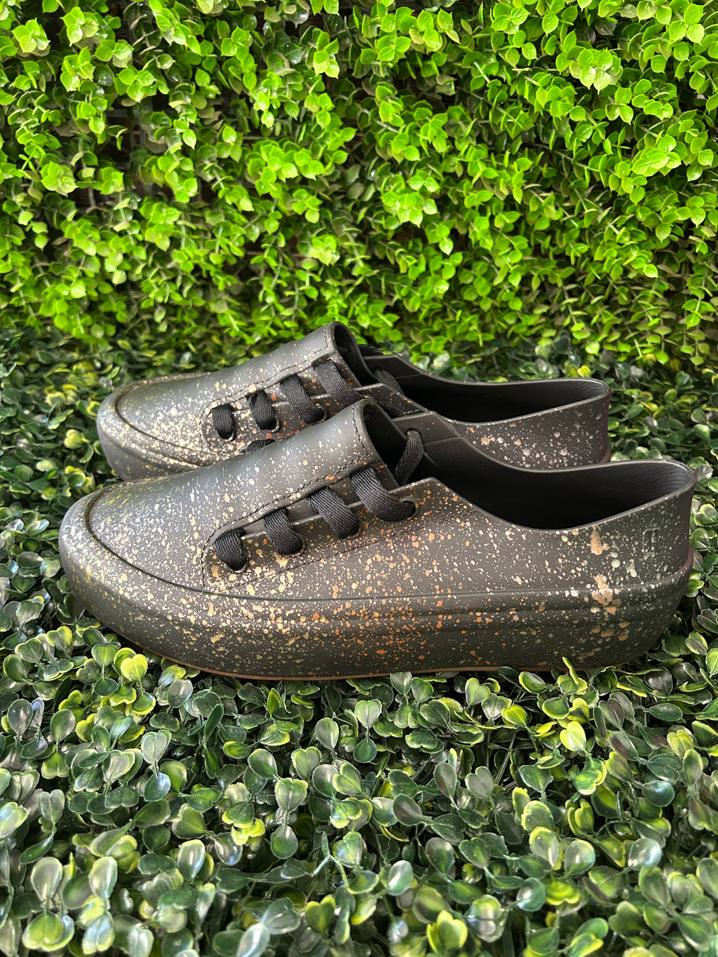 Melissa Black Gold-Speckled Lace-Up Shoes — detail