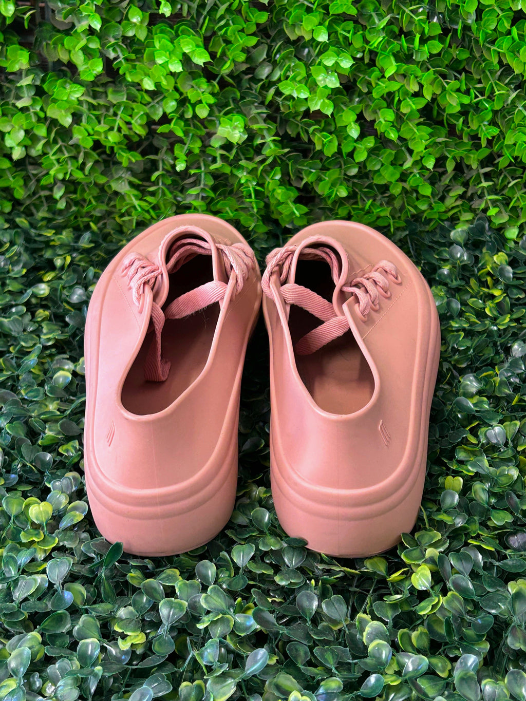Melissa Dusty Pink Lace-Up Platform Shoes — back