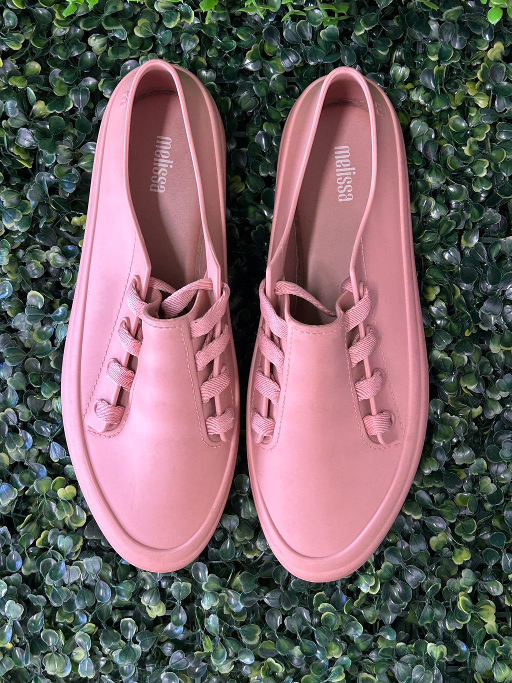 Melissa Dusty Pink Lace-Up Platform Shoes — detail