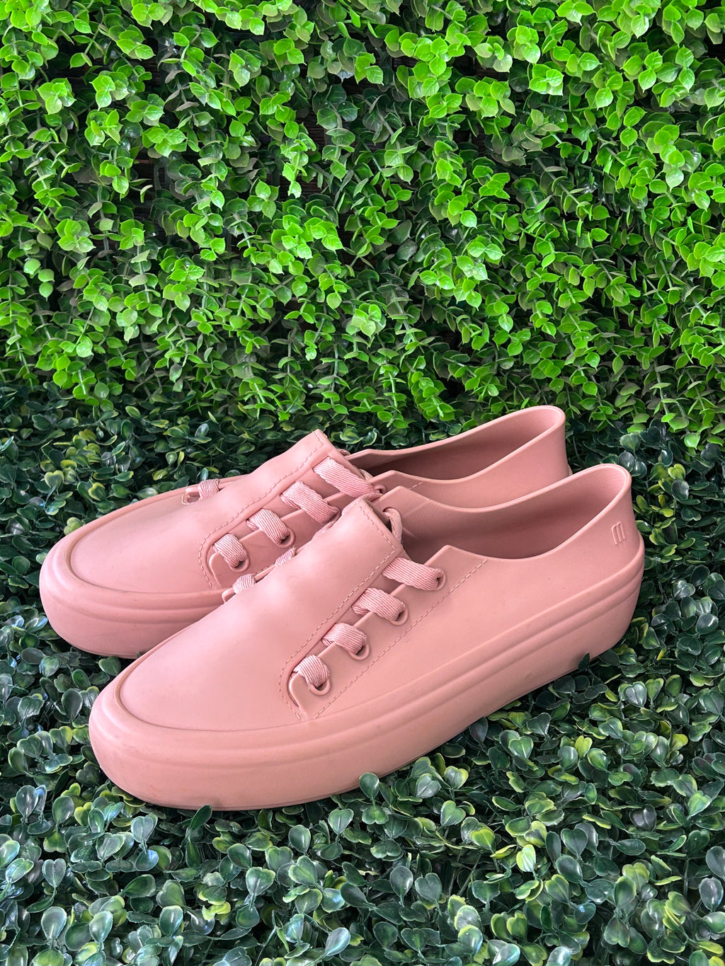 Melissa Dusty Pink Lace-Up Platform Shoes — detail