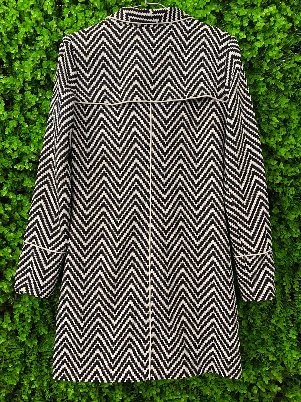 Charlie Brown Black & White Chevron Coat with Pockets