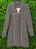 Charlie Brown Black & White Chevron Coat with Pockets