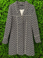 Charlie Brown Black & White Chevron Coat with Pockets