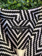 Charlie Brown Black & White Chevron Coat with Pockets