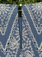 River Island Blue Embroidered Bell Sleeve Dress — detail