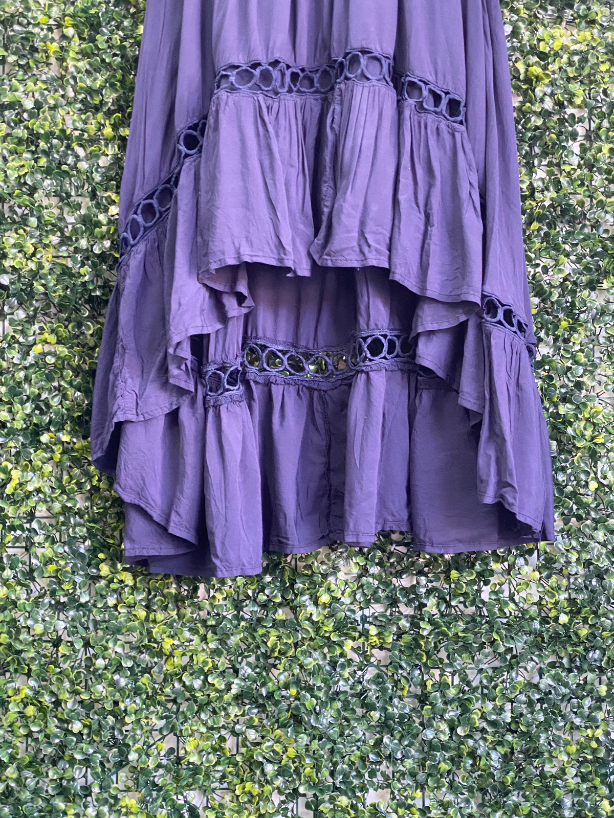 New Feeling Deep Purple Tiered Maxi Dress — detail