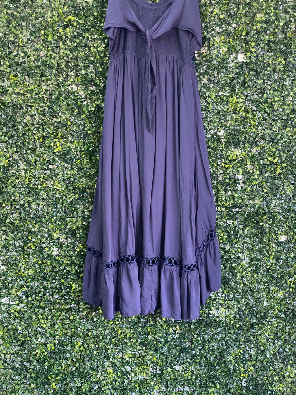 New Feeling Deep Purple Tiered Maxi Dress — detail